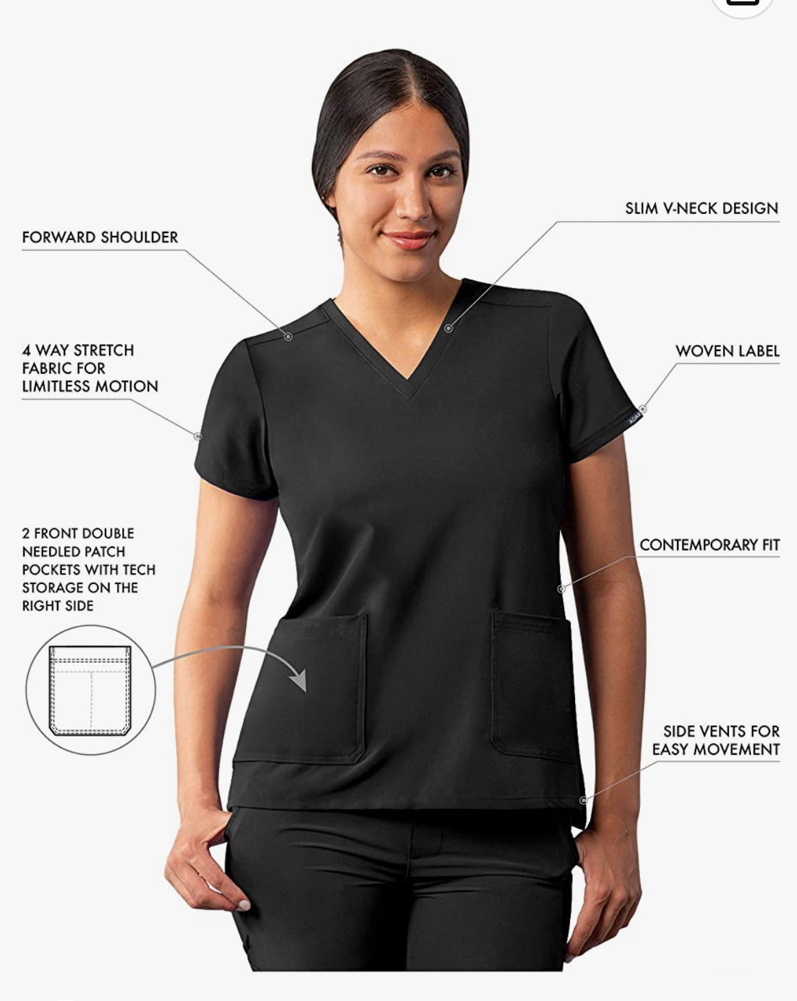 Adar Addition Women's Modern V-Neck Top- A6008