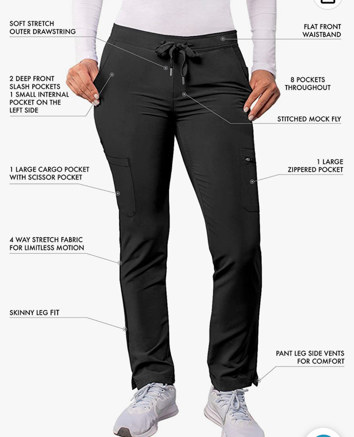 Adar Addition Women's Skinny Leg Cargo Pant-A6104